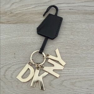 DKNY Gold Tone Letter Bag Charm with Black Tag